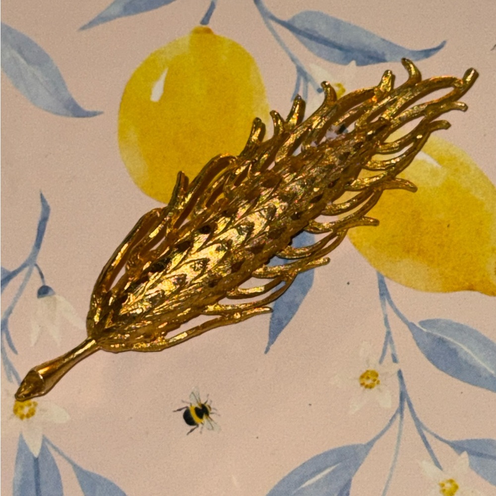 VTG Mamselle Gold Wheat Stalk Brooch